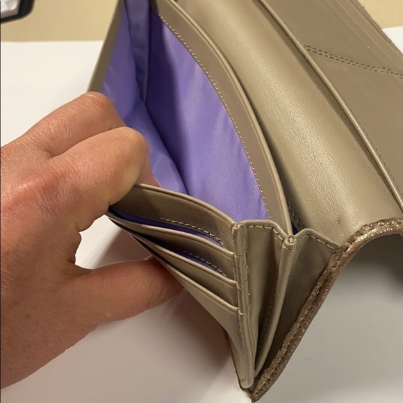 Coach Metallic Gold Leather Turnlock Clutch Wallet - Picture 7 of 15